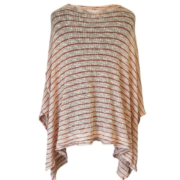 We The Free Catalina Striped Poncho Red Cream Oversized Slouchy S | Fall |Winter - Picture 3 of 6